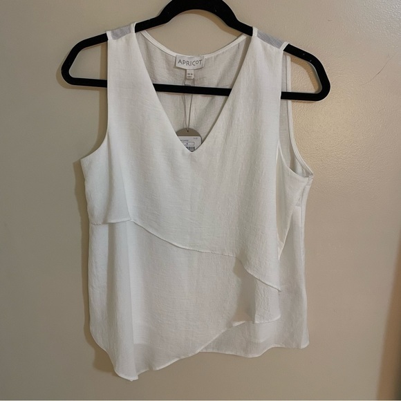 𝅺Apricot Asymmetric V-Neck Tank Top, Size S - Picture 1 of 8